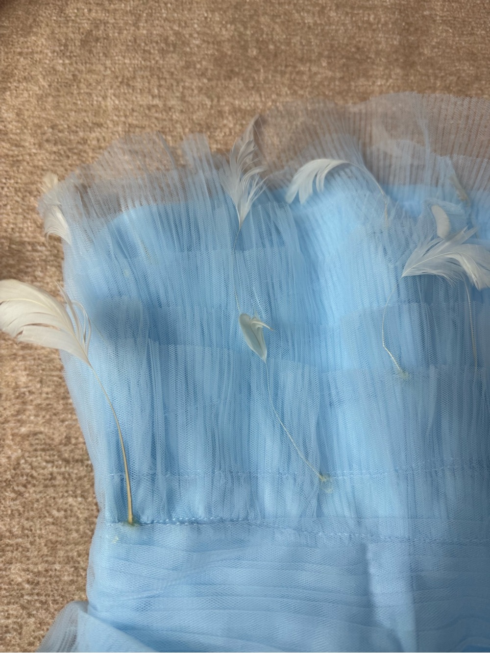 Mac Duggal 20529 Powder Blue Feather Strapless Tulle Fit & Flare Dress NWT 12 - Picture 11 of 16